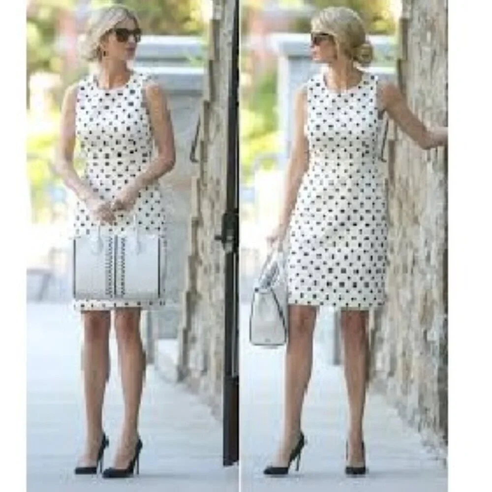 J. Crew 100% Cotton Polka Dot‎ Sleeveless Sheath Dress Size 2